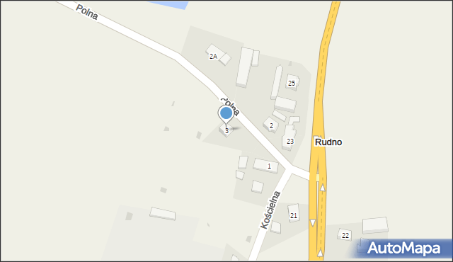 Rudno, Polna, 3, mapa Rudno