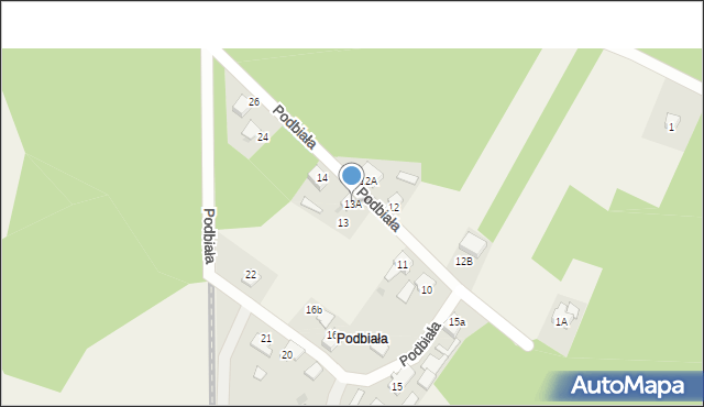 Rudy, Podbiała, 13A, mapa Rudy