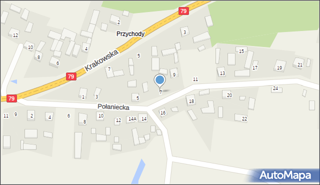 Ruszcza, Połaniecka, 7, mapa Ruszcza