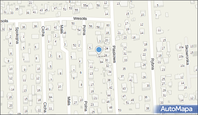 Rybie, Polna, 7, mapa Rybie