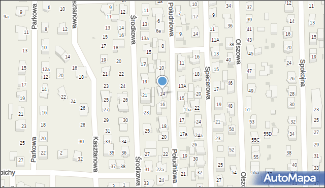 Rybie, Południowa, 14, mapa Rybie