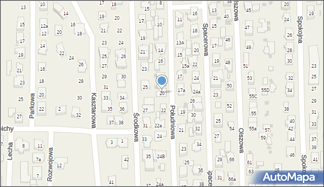 Rybie, Południowa, 20, mapa Rybie