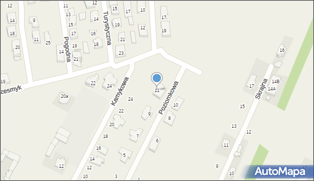 Rybie, Poziomkowa, 11, mapa Rybie