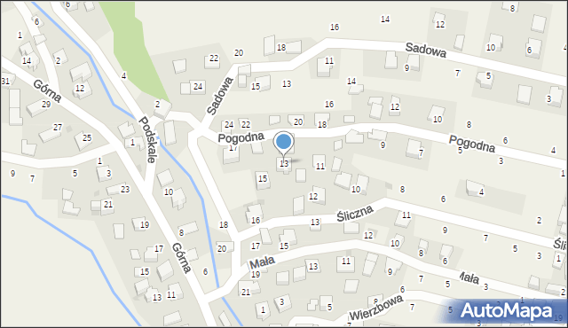 Rybna, Pogodna, 13, mapa Rybna