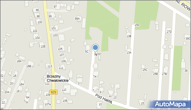 Rybnik, Pod Hałdą, 7B, mapa Rybnika