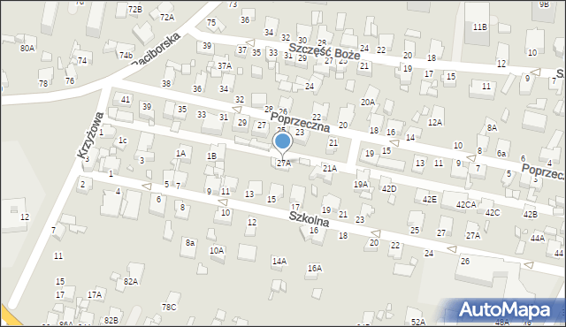 Rybnik, Poprzeczna, 27A, mapa Rybnika
