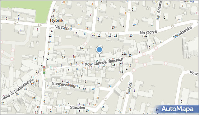 Rybnik, Powstańców Śląskich, 19a, mapa Rybnika