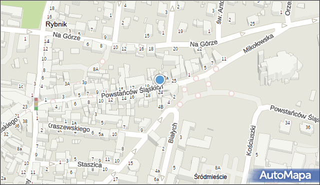 Rybnik, Powstańców Śląskich, 24, mapa Rybnika