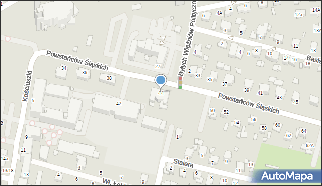 Rybnik, Powstańców Śląskich, 44, mapa Rybnika