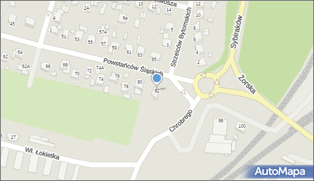 Rybnik, Powstańców Śląskich, 82, mapa Rybnika