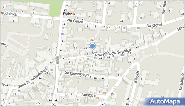 Rybnik, Powstańców Śląskich, 9, mapa Rybnika