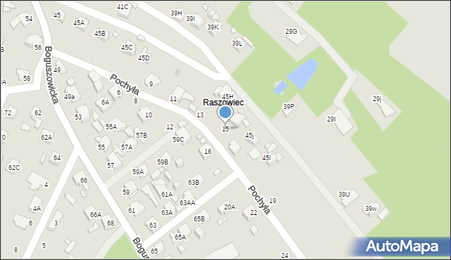 Rybnik, Pochyła, 15, mapa Rybnika