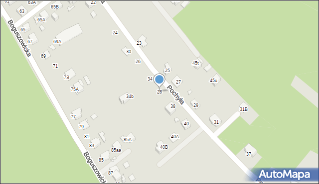 Rybnik, Pochyła, 28, mapa Rybnika