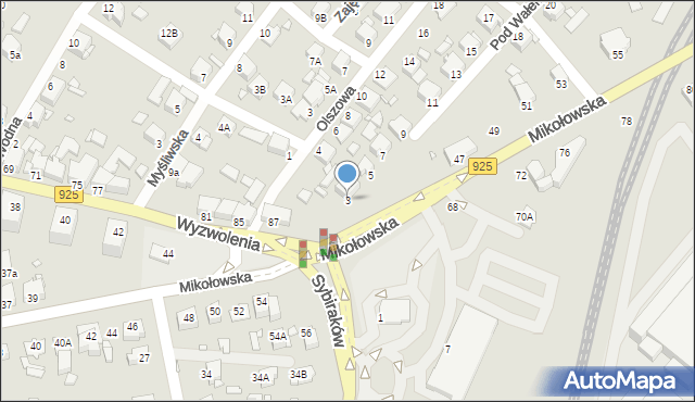 Rybnik, Pod Wałem, 3, mapa Rybnika