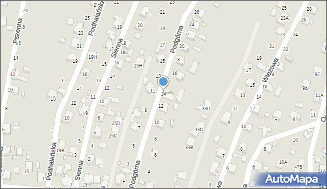 Rybnik, Podgórna, 14, mapa Rybnika