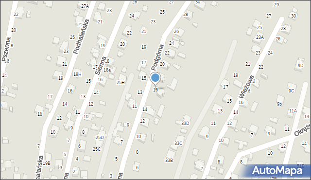 Rybnik, Podgórna, 16, mapa Rybnika