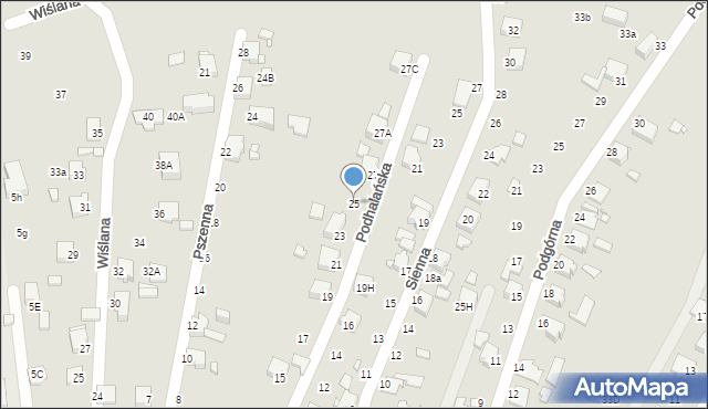 Rybnik, Podhalańska, 25, mapa Rybnika