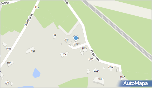 Rybnik, Podleśna, 100, mapa Rybnika