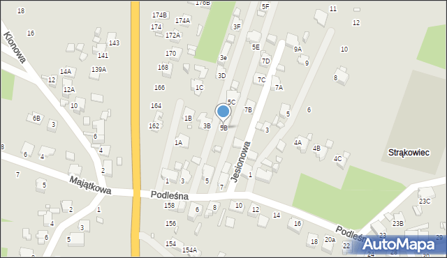 Rybnik, Podleśna, 5B, mapa Rybnika