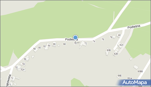 Rybnik, Podleśna, 70, mapa Rybnika