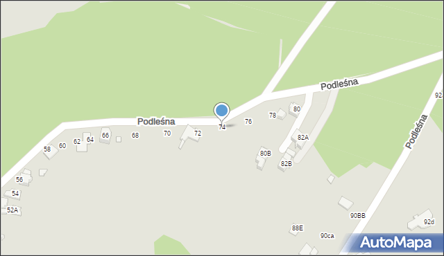 Rybnik, Podleśna, 74, mapa Rybnika