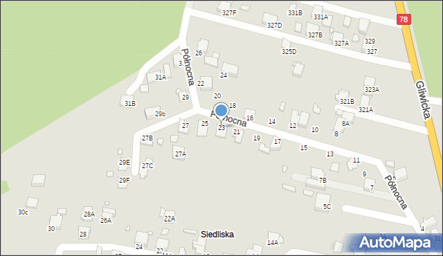 Rybnik, Północna, 23, mapa Rybnika