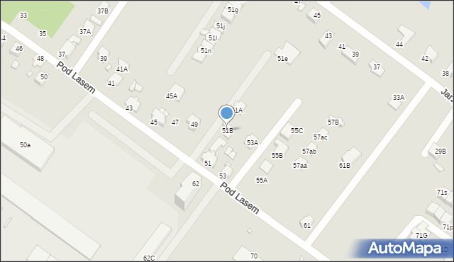 Rybnik, Pod Lasem, 51B, mapa Rybnika