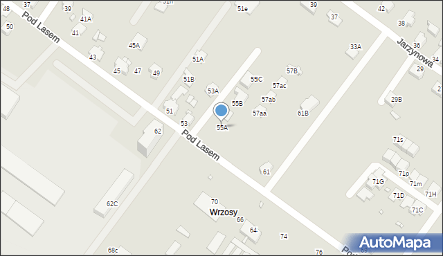 Rybnik, Pod Lasem, 55A, mapa Rybnika