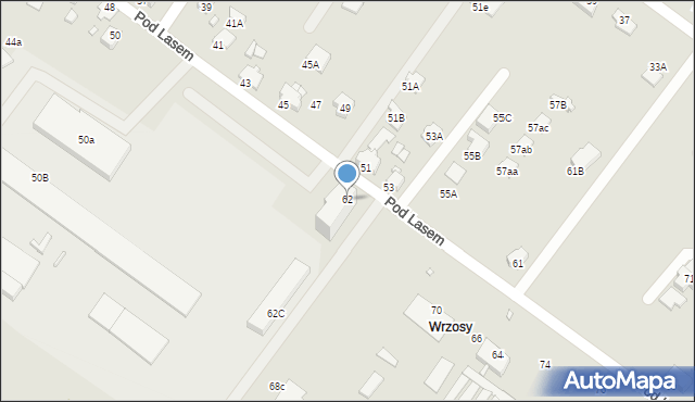 Rybnik, Pod Lasem, 62, mapa Rybnika