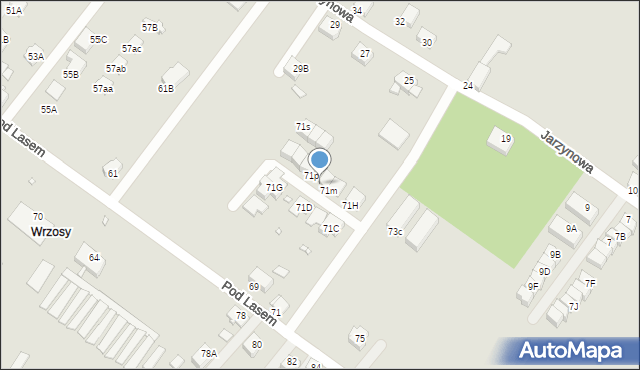 Rybnik, Pod Lasem, 71n, mapa Rybnika