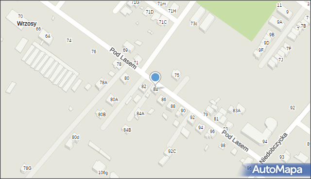 Rybnik, Pod Lasem, 84, mapa Rybnika