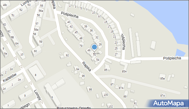 Rybnik, Pośpiecha Pawła, ks., 52, mapa Rybnika