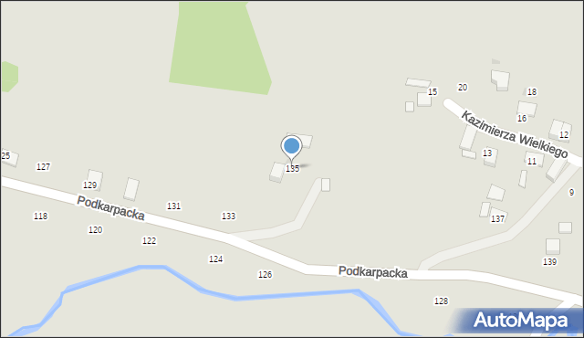 Ryglice, Podkarpacka, 135, mapa Ryglice