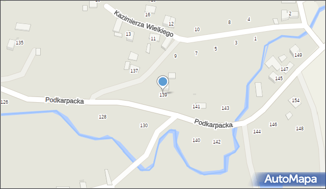 Ryglice, Podkarpacka, 139, mapa Ryglice