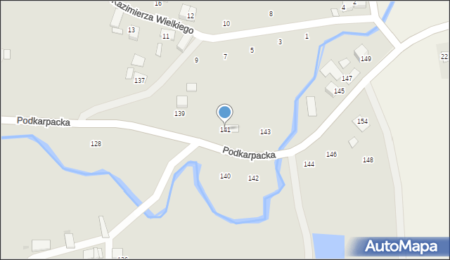 Ryglice, Podkarpacka, 141, mapa Ryglice