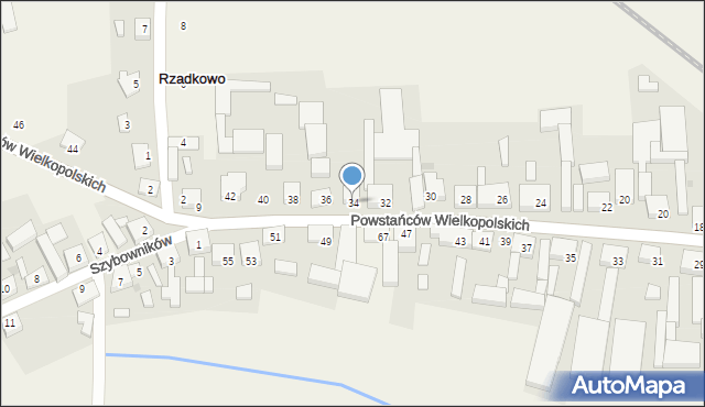 Rzadkowo, Powstańców Wielkopolskich, 34, mapa Rzadkowo