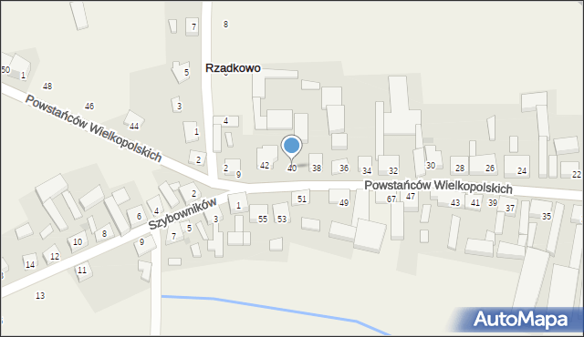 Rzadkowo, Powstańców Wielkopolskich, 40, mapa Rzadkowo