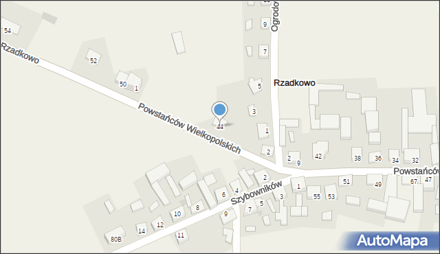 Rzadkowo, Powstańców Wielkopolskich, 44, mapa Rzadkowo