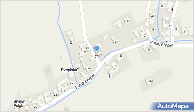 Rzepiska, Potok Bryjów, 29A, mapa Rzepiska