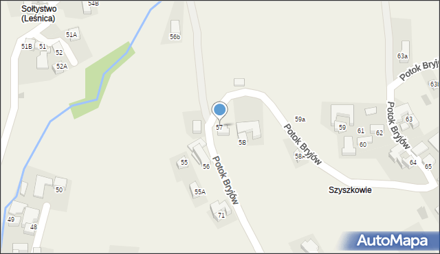 Rzepiska, Potok Bryjów, 57, mapa Rzepiska