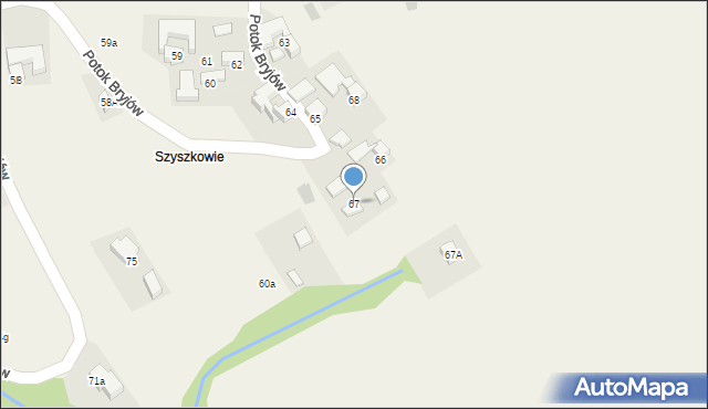 Rzepiska, Potok Bryjów, 67, mapa Rzepiska