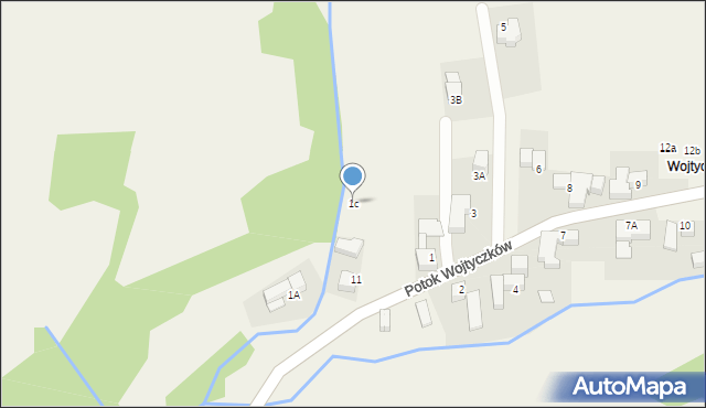 Rzepiska, Potok Wojtyczków, 1c, mapa Rzepiska