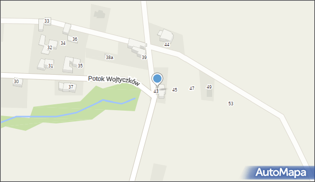 Rzepiska, Potok Wojtyczków, 43, mapa Rzepiska