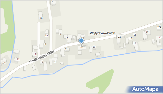 Rzepiska, Potok Wojtyczków, 7A, mapa Rzepiska