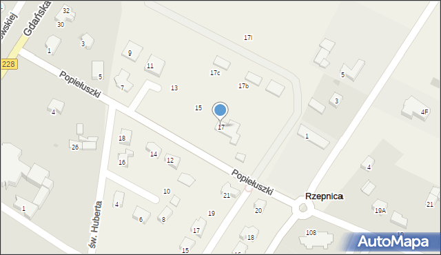 Rzepnica, Popiełuszki Jerzego, bł. ks., 17, mapa Rzepnica