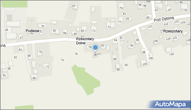 Rzeszotary, Pod Dębiną, 80, mapa Rzeszotary