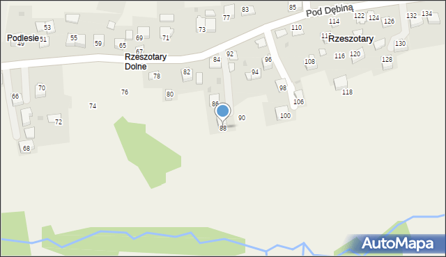 Rzeszotary, Pod Dębiną, 88, mapa Rzeszotary