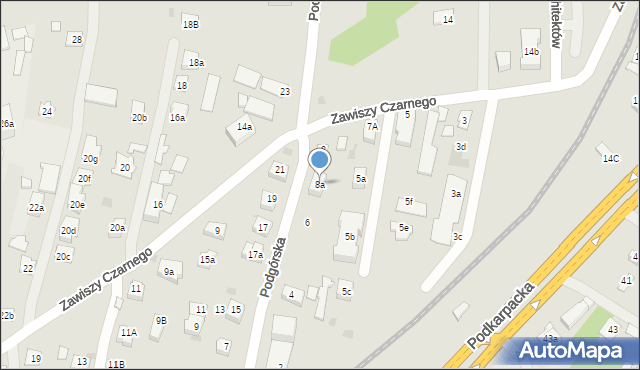 Rzeszów, Podgórska, 8a, mapa Rzeszów