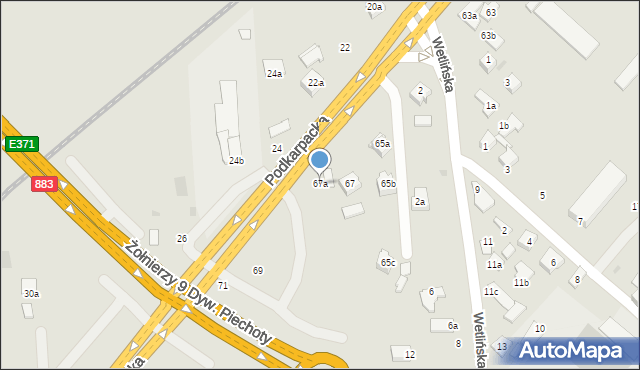 Rzeszów, Podkarpacka, 67a, mapa Rzeszów