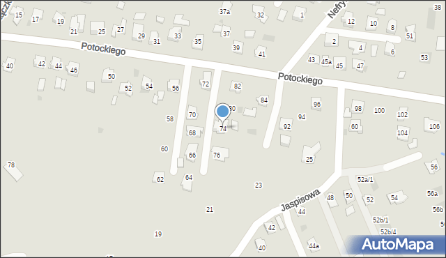 Rzeszów, Potockiego Alfreda, hr., 74, mapa Rzeszów